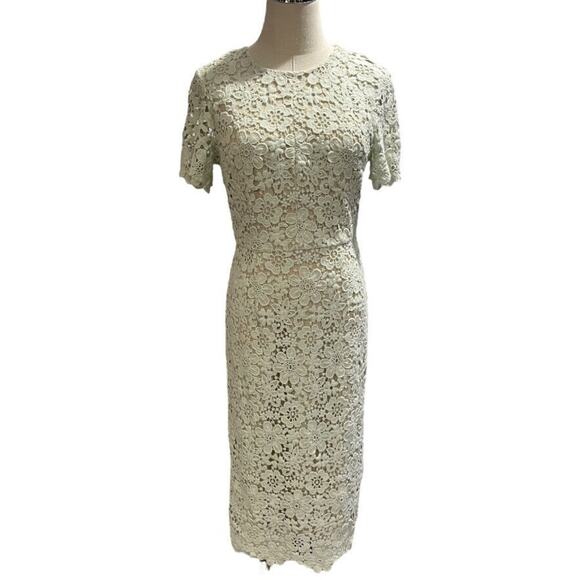 Shoshanna Mint Green‎ Beaux Guipure Lace Knee Length Sheath Dress Sz 4 - Picture 2 of 14